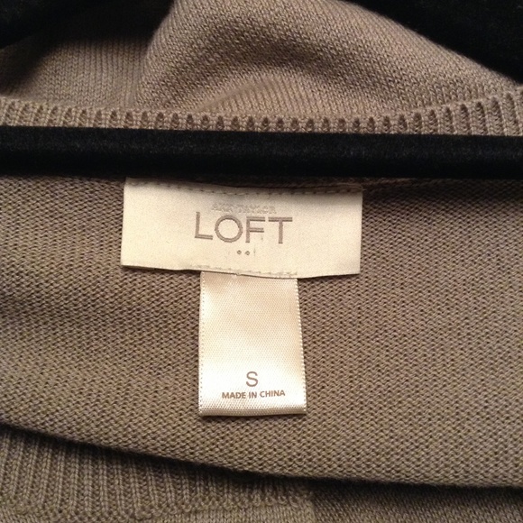 Loft Taupe 3/4 Sleeve Cotton Cardigan Top - Picture 5 of 6